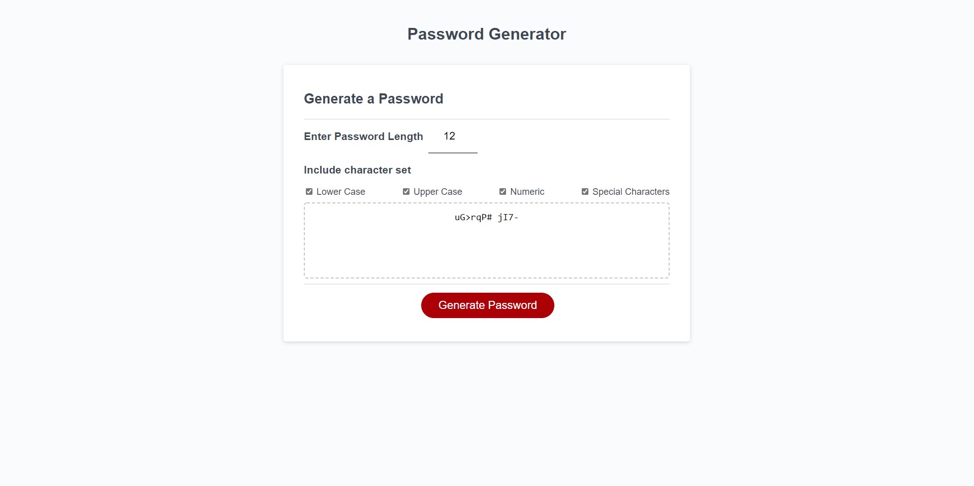 password generator screen capture